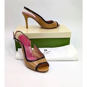 Kate Spade Gala High Heels Womens 7.5 Camel Slingback Pump Leather Italy